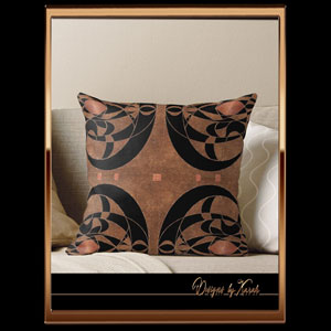 Chic abstract retro pattern in the geometric art deco chic of the twenties. Pure 20s luxury elegance. Nostalgic vintage gifts in Art Nouveau design with burlesque glamor mosaic. Four Seasons - autumn.Beautiful Belle Epoque  glamour home interior decor. Warm earthy brown tones with bronze copper antique colored throw pillow and more decorative accessories.